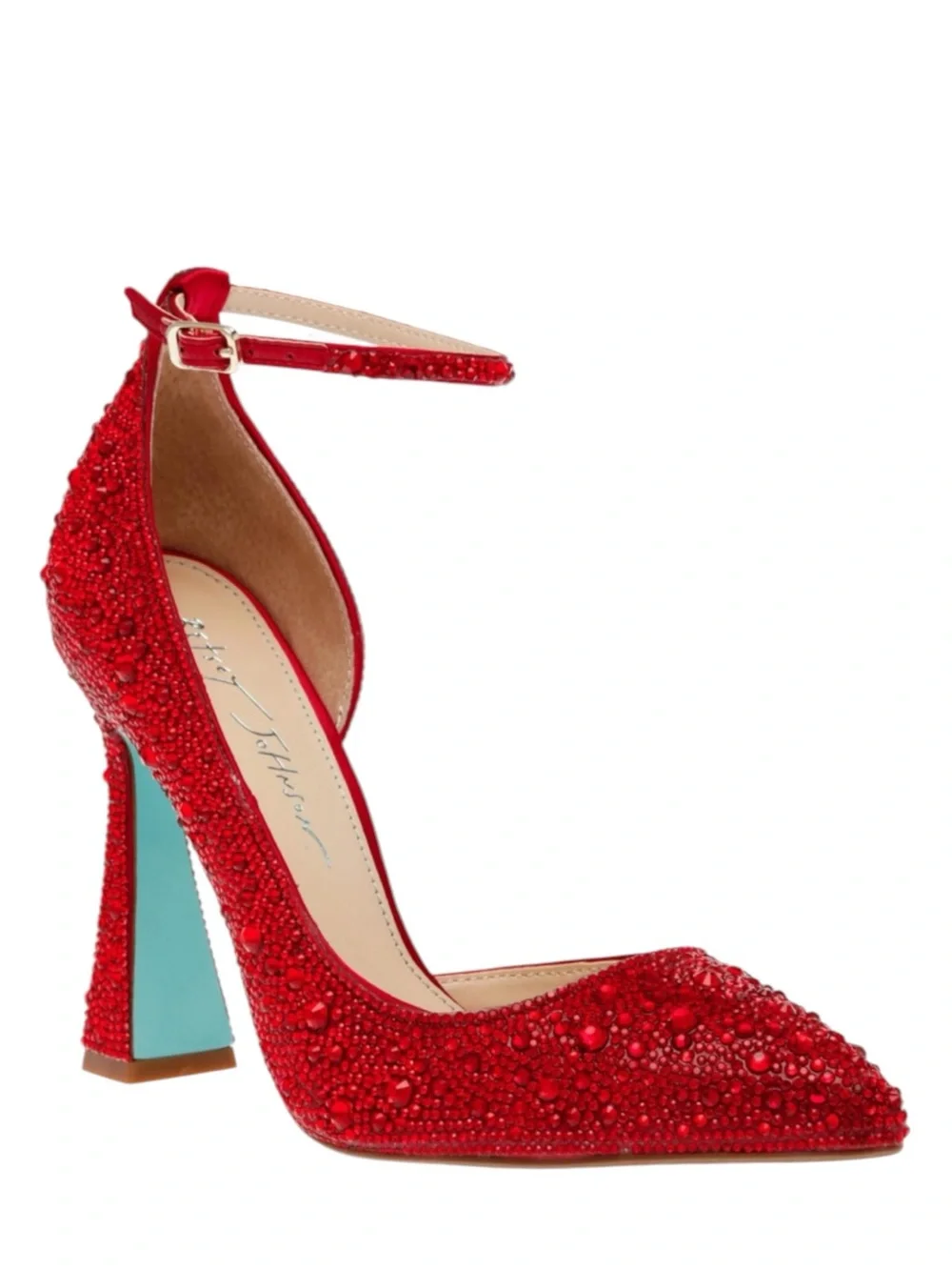 Betsey Johnson Ramsy Red Rhinestone Heels Size 9